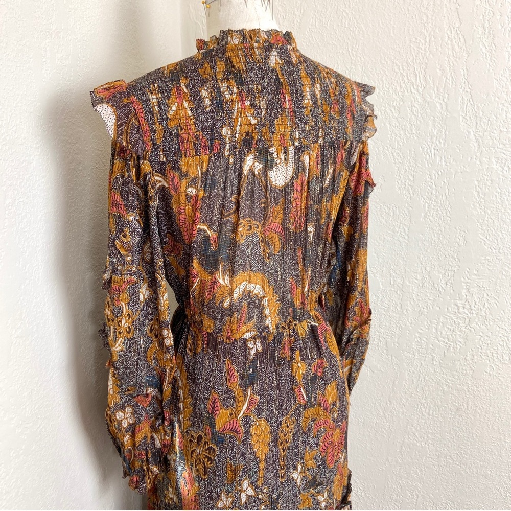 $650 Ulla Johnson RARE! Paola Silk Lurex Midi Dress - Picture 7 of 15